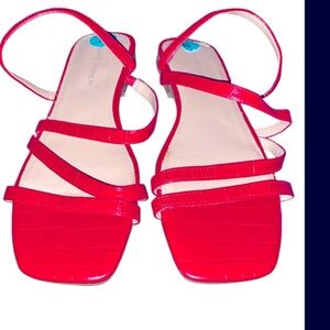 Marc Fisher Vibrant Red Croc-Embossed Sandals